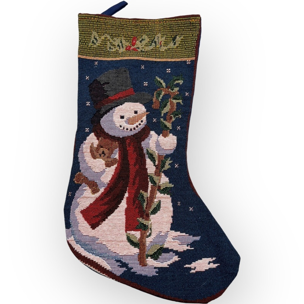 Greenbrier International‎ Tapestry Christmas Stocking Snowman 15"